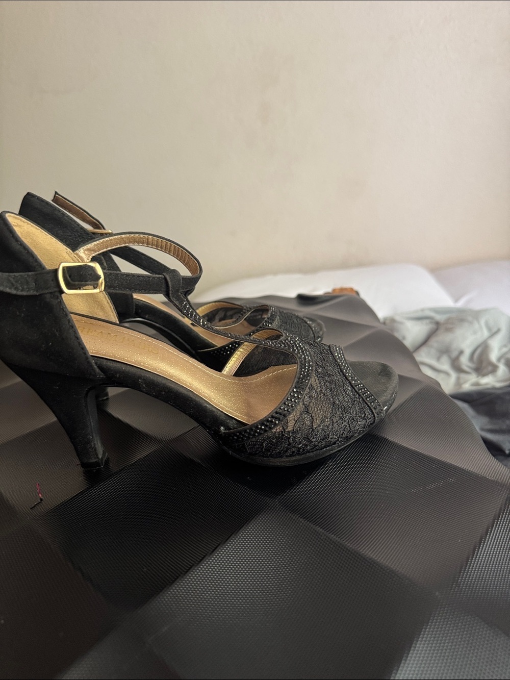 Dream Pairs Black Lace Rhinestone T-Strap Heels – Size 7.5 - Picture 5 of 10